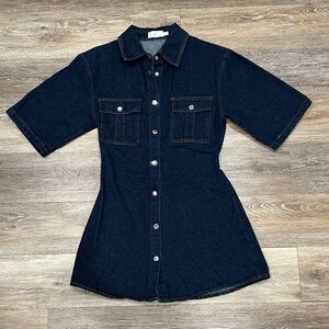 Billy J Dark Indigo Denim Mini Shirt Dress
